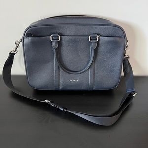 Coach Men’s Metropolitan Slim Brief in Blue Pebble Leather